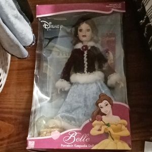 2002 Disney Winter (Belle) porcelain doll with trinket box & bookmark